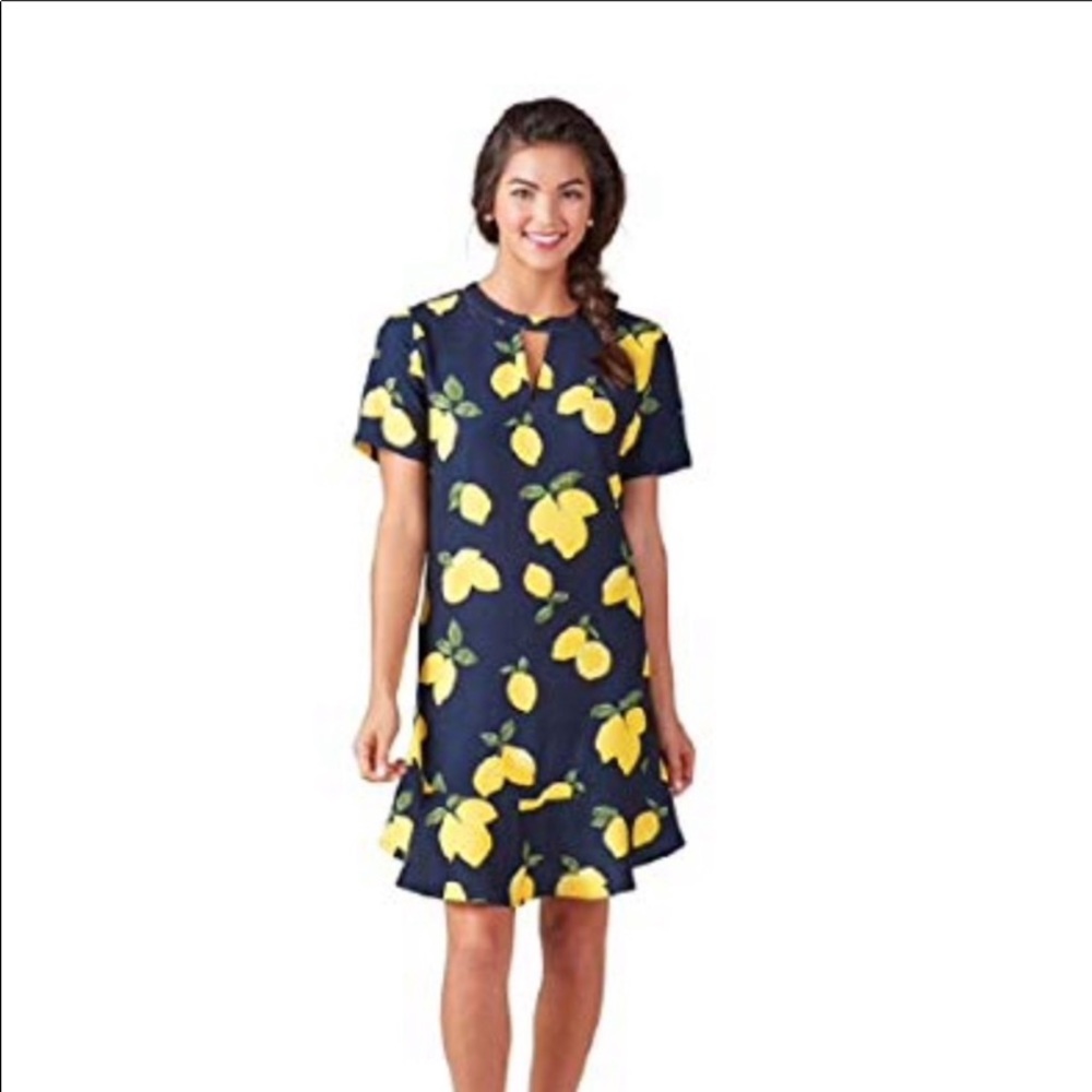 Beautiful Short Sleeve Lemon Print Dress